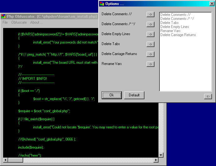 PHP Code Portector Screenshot